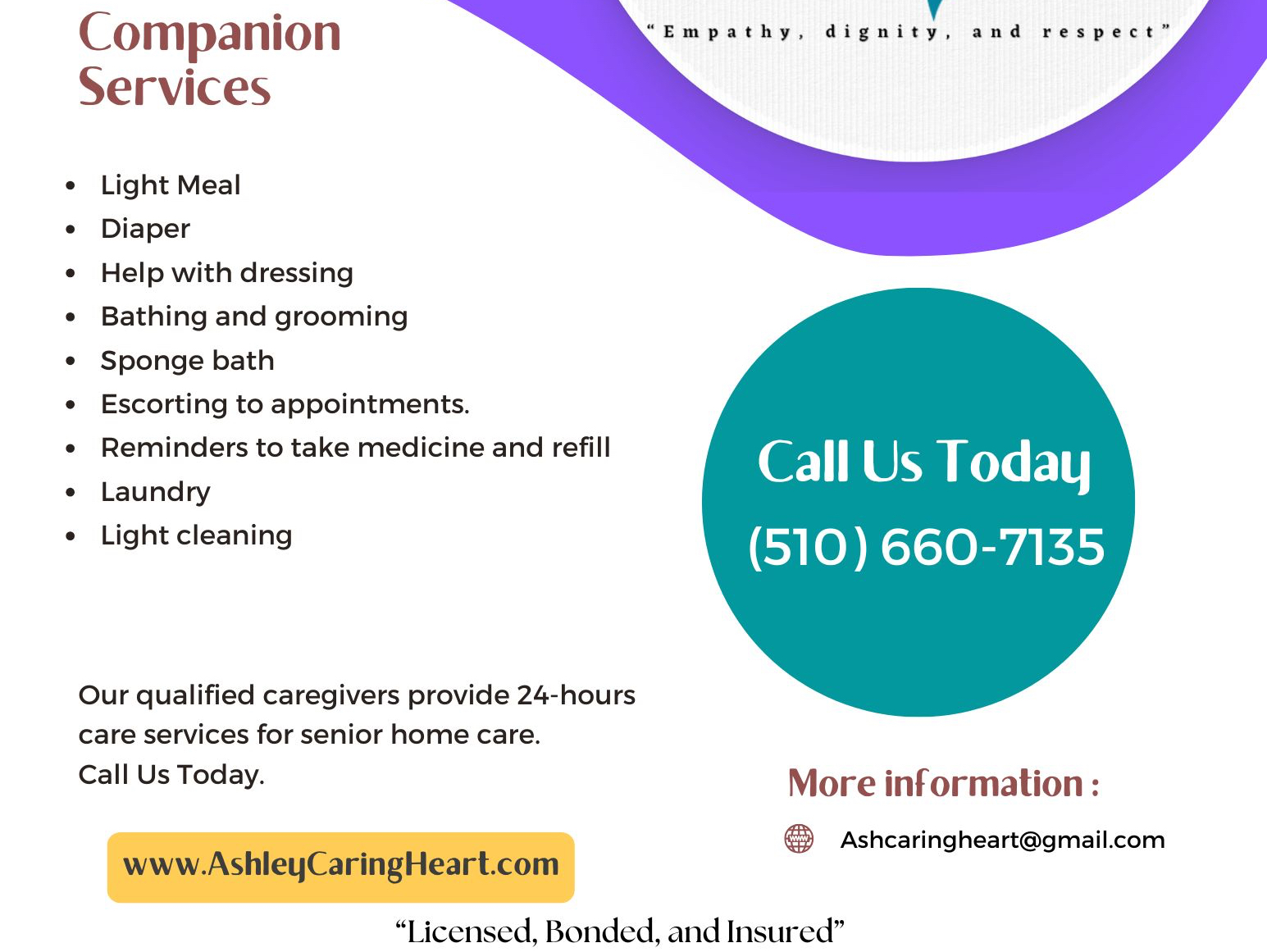 ASHLEY CARING HEART, LLC - Homecare photo in RICHMOND, CA
